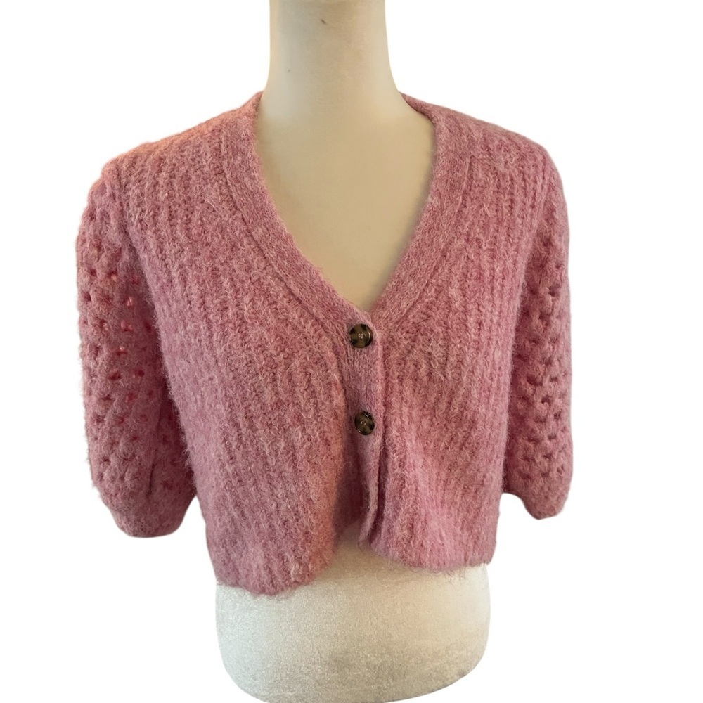Saltwater LUXE Faux Wool Button Sweater in Party Pink Size Small